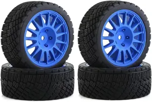 Compatible with Tamiya for XV01 XV02 TT01 TT02 PTG-2 144001 1/10 RC Rally for Racing Car Upgrade Parts 4pcs 67mm Rubber Tire Wheel Tyre RC Wheel Tires(B)