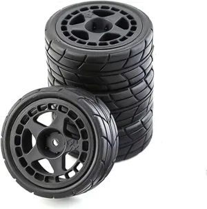 Compatible with Tamiya TT01 TT01E TT02 TT02B XV01 TA06 PTG-2 1/10 RC Car Upgrades Parts Accessories 4Pcs Rubber Tire Wheel Tyre RC Wheel Tires(Black)