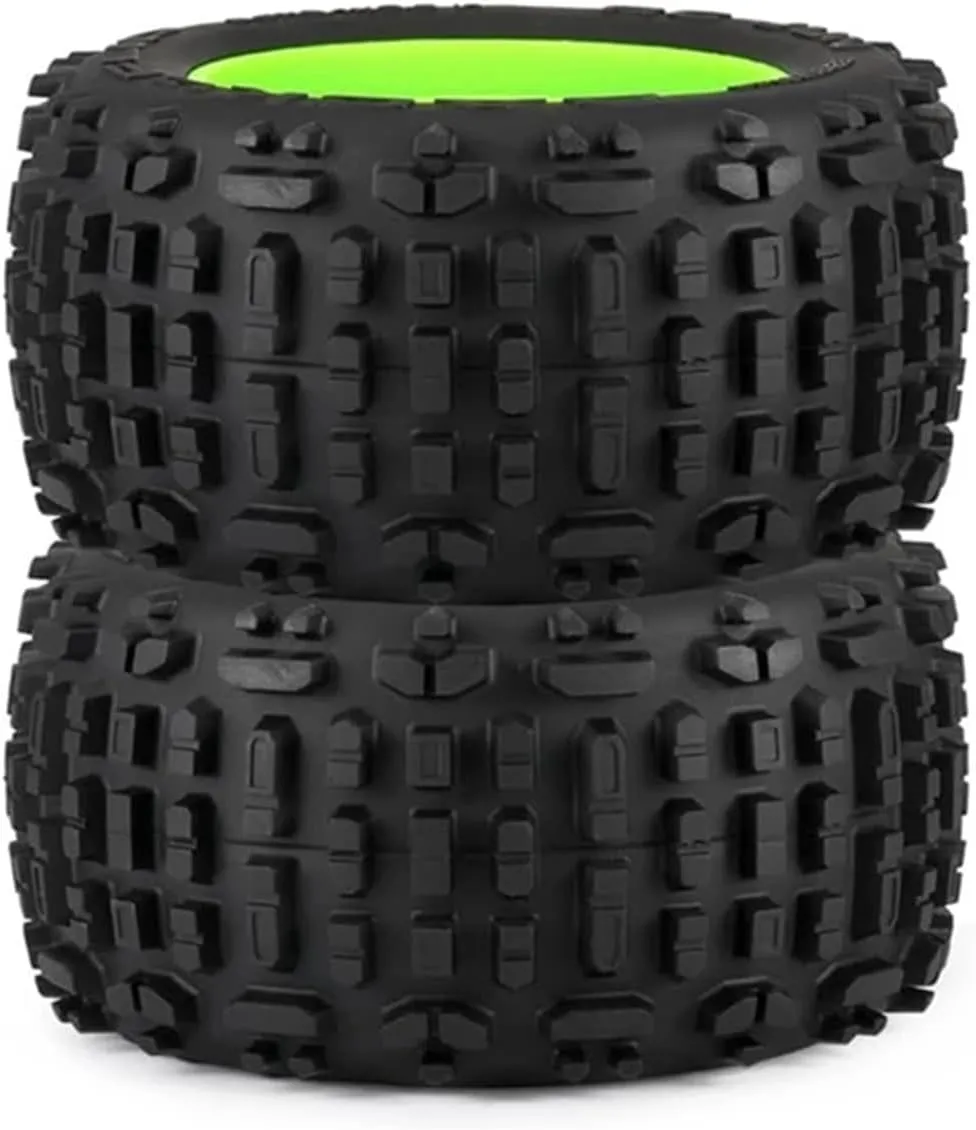 Compatible with TRAXXAS for Sledge for E-Revo for ARRMA for KRATON for Outcast 1/8 1/10 RC Car 4 Pc 152Mm Truck Tire with 12Mm Wheel Hex RC Wheel Tires(Green)