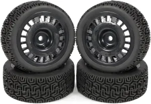 Compatible with TT-01 for TT-02 XV-01 DF-03 TA06 PTG2 for HPI WR8 4Pcs 12mm Rubber Tire Plastic Wheels Rim for RC Car Upgrades Parts RC Wheel Tires(A)