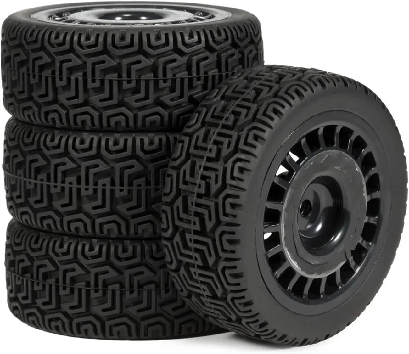 Compatible with TT-01 for TT-02 XV-01 DF-03 TA06 PTG2 for HPI WR8 4Pcs 12mm Rubber Tire Plastic Wheels Rim for RC Car Upgrades Parts RC Wheel Tires(A)