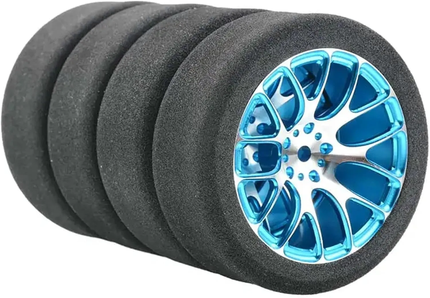 Compatible with Wltoys 144001 124016 124017 124018 124019 104001 4Pcs 68mm Foam Tire Sponge Tyre Wheel Rim Set RC Car Upgrade Parts RC Wheel Tires(Blue)