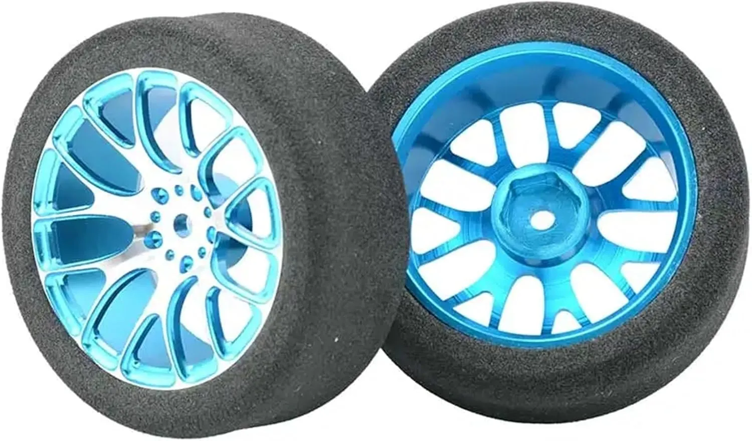Compatible with Wltoys 144001 124016 124017 124018 124019 104001 4Pcs 68mm Foam Tire Sponge Tyre Wheel Rim Set RC Car Upgrade Parts RC Wheel Tires(Blue)
