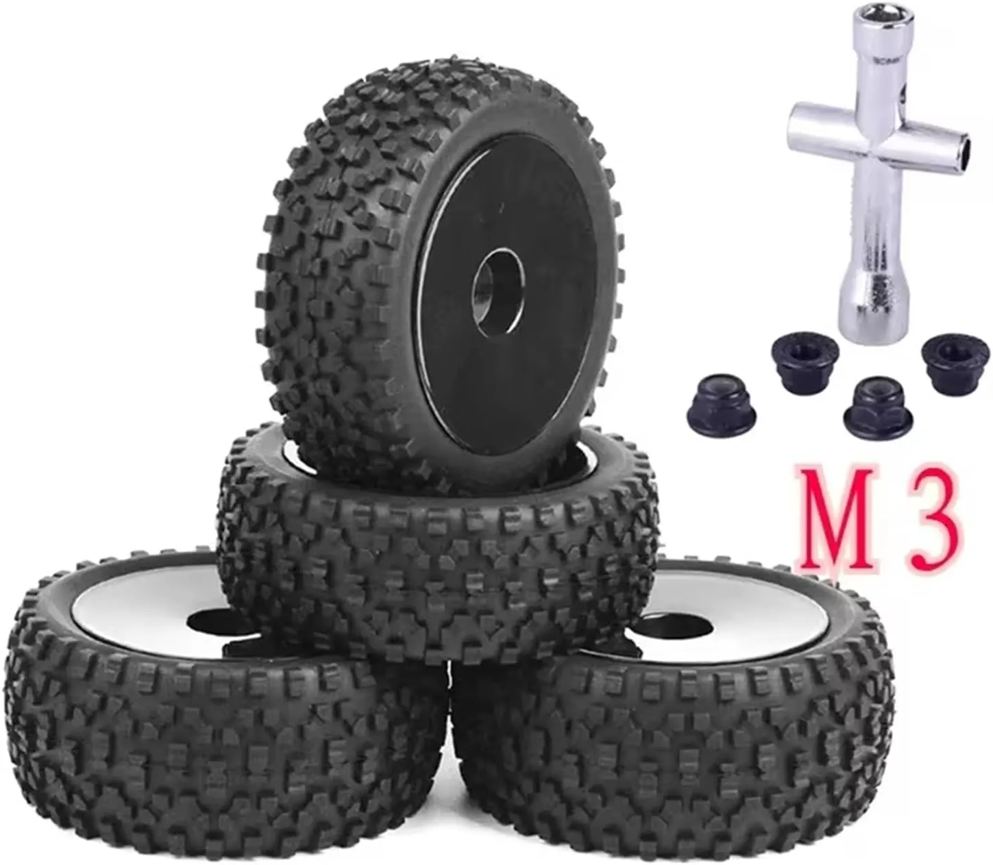 Compatible with Wltoys 144001 124019 104001 1/10 1/12 1/14 Scale Off Road for Buggy RC Car Upgrade Parts 4Pcs 85mm Tires Wheel Tyre RC Wheel Tires(Black,M3)