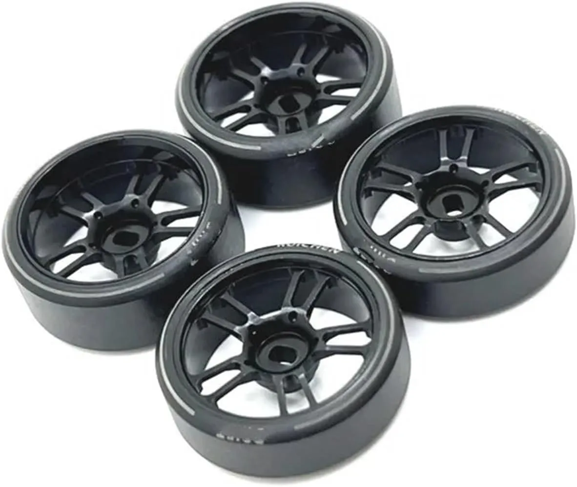 Compatible with Wltoys 284131 K969 K979 K989 P929 for Kyosho for Mini-Z 27Mm Drift Tire Tyre Wheel Rim 1/28 RC Car Upgrades Parts RC Wheel Tires(Black)