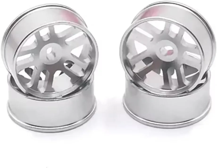 Compatible with WLtoys 284131 K969 K989 for Iw04m for MINI-Q for MINI-Z RC Car Metal Spare Parts Modified Drift Wheels Drift Tire Skins RC Wheel Tires(Silver,Wheel)