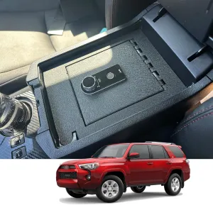 Console Safe Gun Safe for Car, WASAI Premium In-vehicle Console Gun Vault Lockbox Compatible with TOYOTA 4RUNNER 2010-2024 with Full Floor Console Model, Fingerprint Lock with Backup Key.