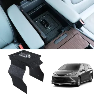 Console Safe Gun Safe for Car, WASAI Premium In-vehicle Console Gun Vault Lockbox Compatible with Toyota Sienna 2021-2025 with Heavy Gauge Plate Steel, Fingerprint Lock with Backup Key.