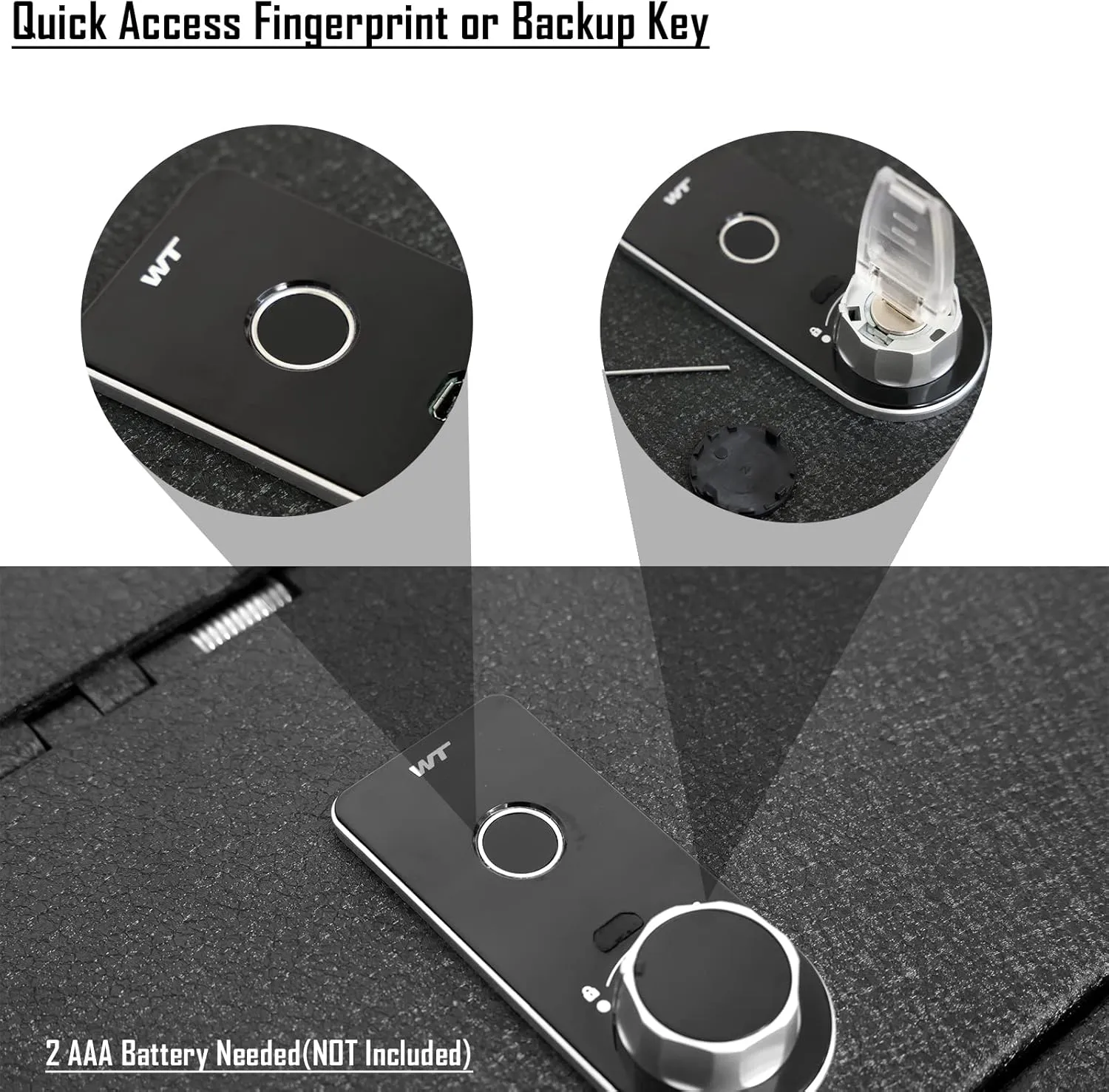 Console Safe Gun Safe for Car, WASAI Premium In-vehicle Console Gun Vault Lockbox Compatible with TOYOTA TACOMA 2016-2023 with Full Floor Console Model, Fingerprint Lock with Backup Key.