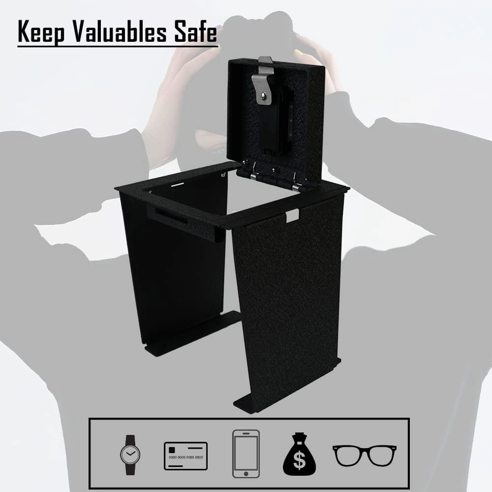 Console Safe Gun Safe for Car, WASAI Premium In-vehicle Console Gun Vault Lockbox Compatible with Ford Bronco 2021-2025 with Heavy Gauge Cold Rolled Plate Steel, Fingerprint Lock with Backup Key.