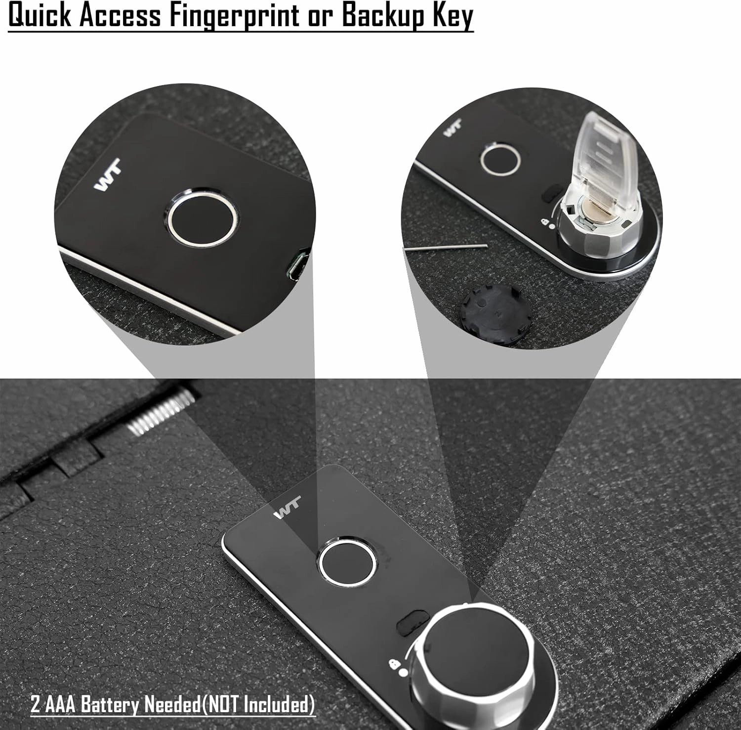 Console Safe Gun Safe for Car, WASAI Premium In-vehicle Console Gun Vault Lockbox Compatible with Ford Bronco 2021-2025 with Heavy Gauge Cold Rolled Plate Steel, Fingerprint Lock with Backup Key.
