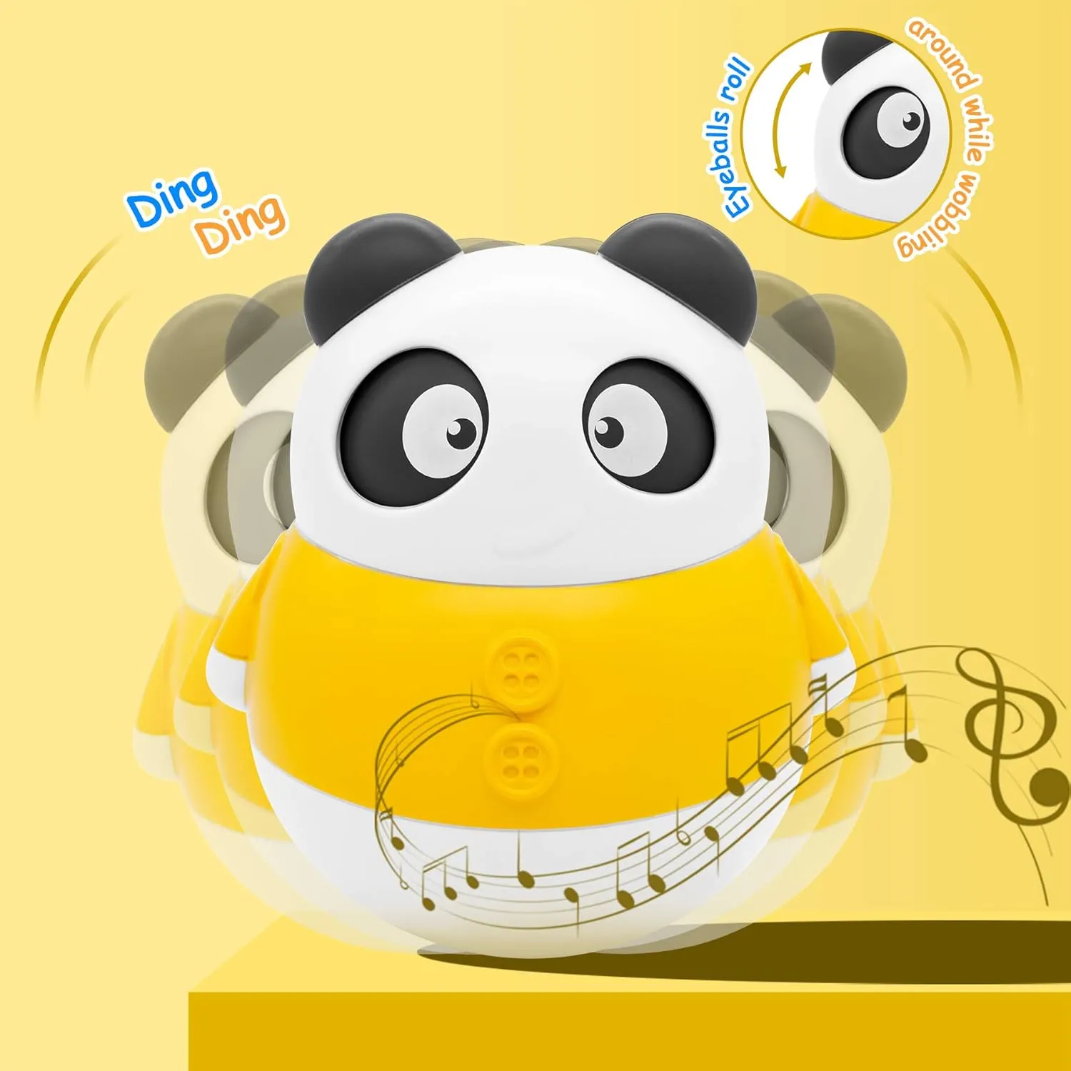 Conzy Roly Poly Tumbler Panda, Baby Tummy Time Toy, Cute Musical Toy Gift for Infant Boy Girl 36 Months and Up, Cute Desk Toys for Office for Adults