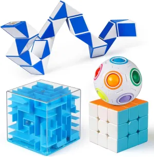 Coogam Cubes Brain Teaser Puzzle Toys, 3x3 Speed Cube, Rainbow Puzzle Ball, Money Maze Box,Snake Cube IQ Games Christmas Party Favor Gift for Kids and Adults, Boy, Girl