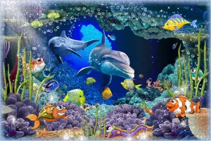 Coral Reef Tropical Colorful Fish in The Water Aquarium Jigsaw Puzzles for Adults 1000 Pieces Wooden Puzzle Thick and Durable Puzzle DIY Home Decor