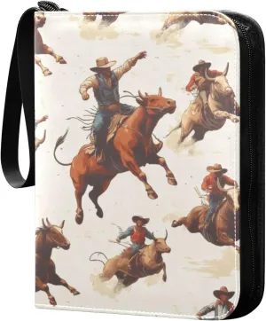 Cowboys Rodeo Colorful Card Binder, 400 Pockets Card Holder with 50 Sleeves, Sturdy Card Holder Folders for Game Cards & Sports Cards