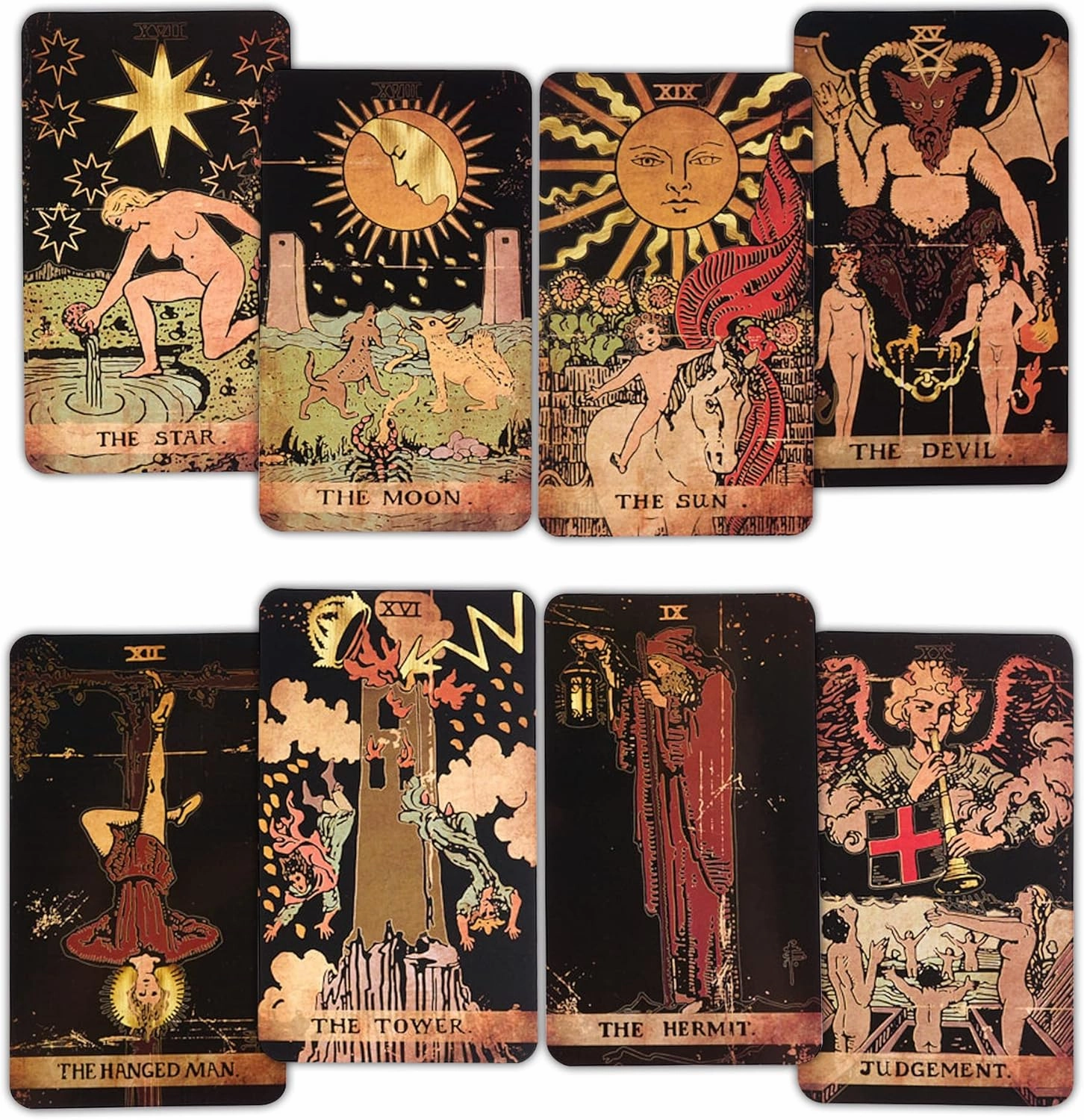 CRAFTERIAN Tarot Cards, 78-Card Deck, Original Tarot for Beginners & Experts with Guide Book, Gift Bag & Box, Fortune Telling Game, Adults, Black