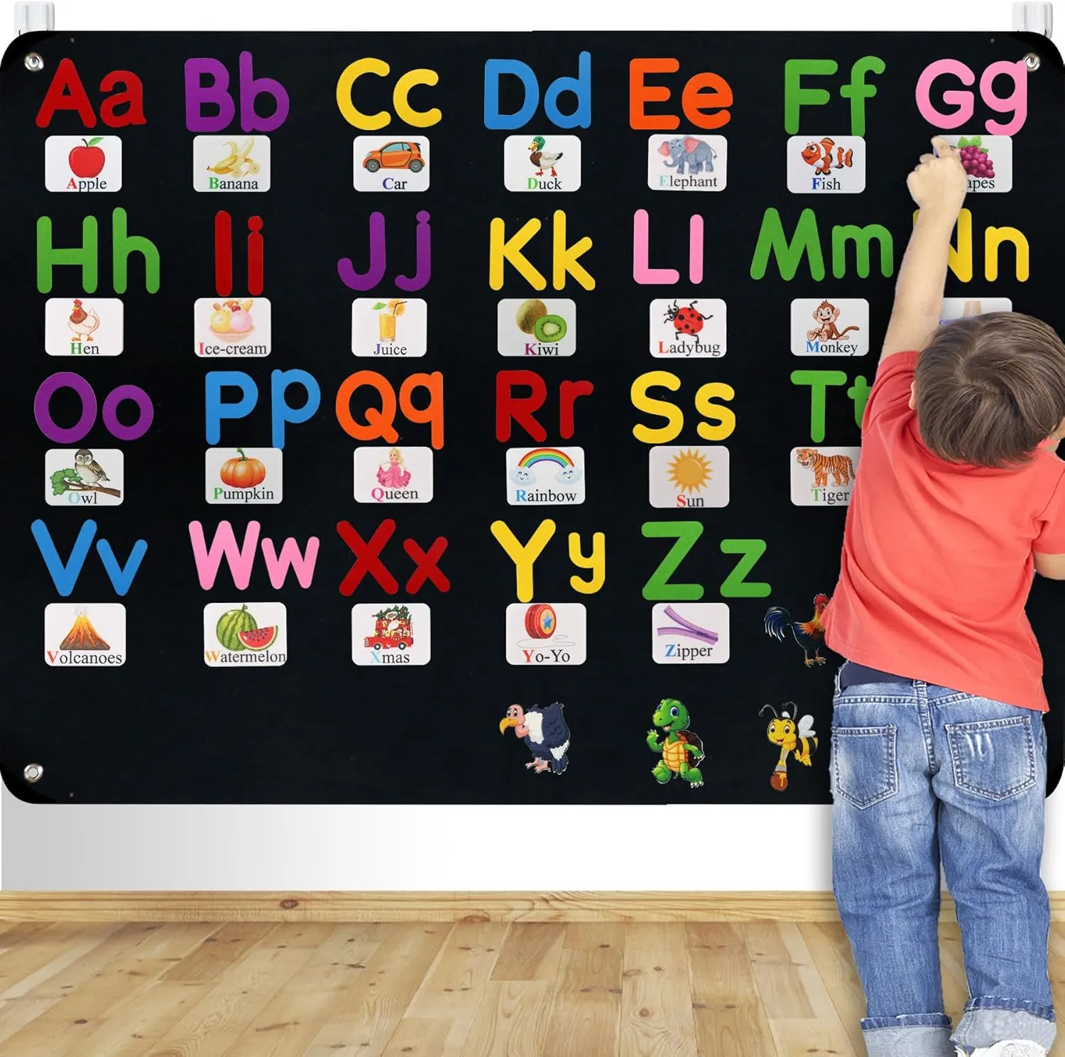 Craftstory 130 Pcs Alphabet Learning Toys Letters-Felt Montessori Board for Toddlers with Flashcards Preschool Phonics Vocabulary Activities Educational Toys for 3 Year Old
