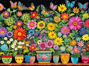 Cross & Glory - Floral Fantasia: A Butterfly's Haven - 1000 Piece Jigsaw Puzzle for Adults | Glare-Free | Colorful Garden and Butterfly Scene | Flower Puzzle