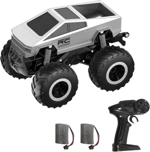 Cybertruck Remote Control Car for Kids, 1:16 Scale Waterproof Amphibious Off-Road Pick-up Truck, 2.4GHz 4WD All Terrain Monster Truck RC Cars with Headlights, 2 Batteries for Boys