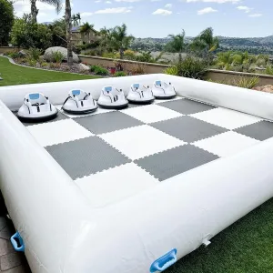 CZGBRO Inflatable Bumper Car Racing Track - Mini Inflatable Race Track with Pump Go Kart Race Pipe for Kids Without Bottom(White, 9.5 * 9.5FT)