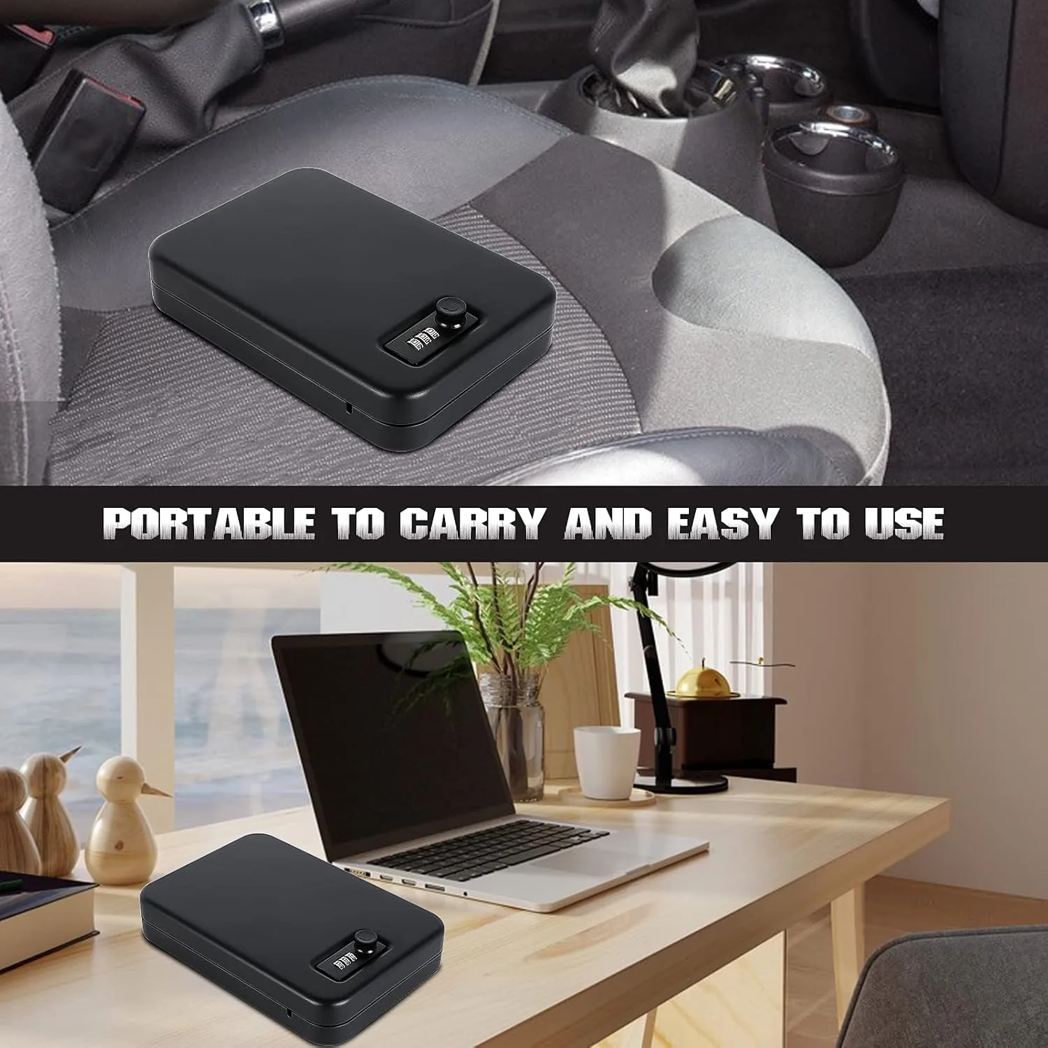 Dalmbox Gun Safe for Pistols Small Handgun Lock Box with Combination Lock Portable Travel Pistol Safe for Car, Home, Travel