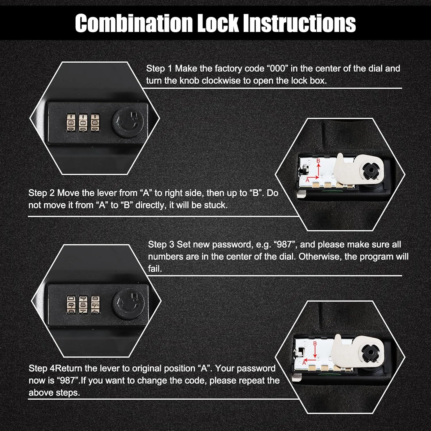 Dalmbox Gun Safe for Pistols Small Handgun Lock Box with Combination Lock Portable Travel Pistol Safe for Car, Home, Travel