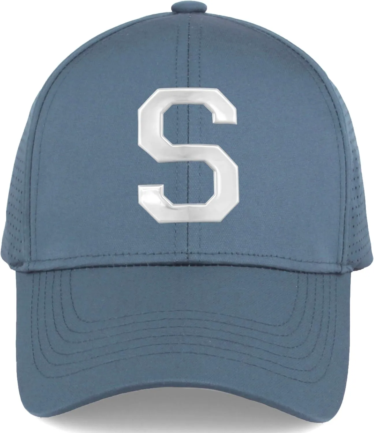 Daxton Performance Cool Tech Baseball Hat Alphabet Initial with Silver Letters