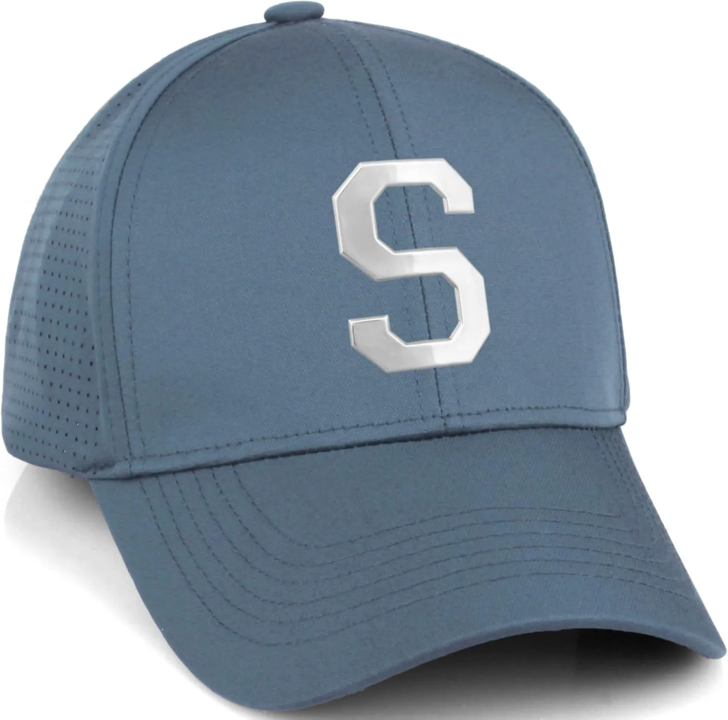 Daxton Performance Cool Tech Baseball Hat Alphabet Initial with Silver Letters
