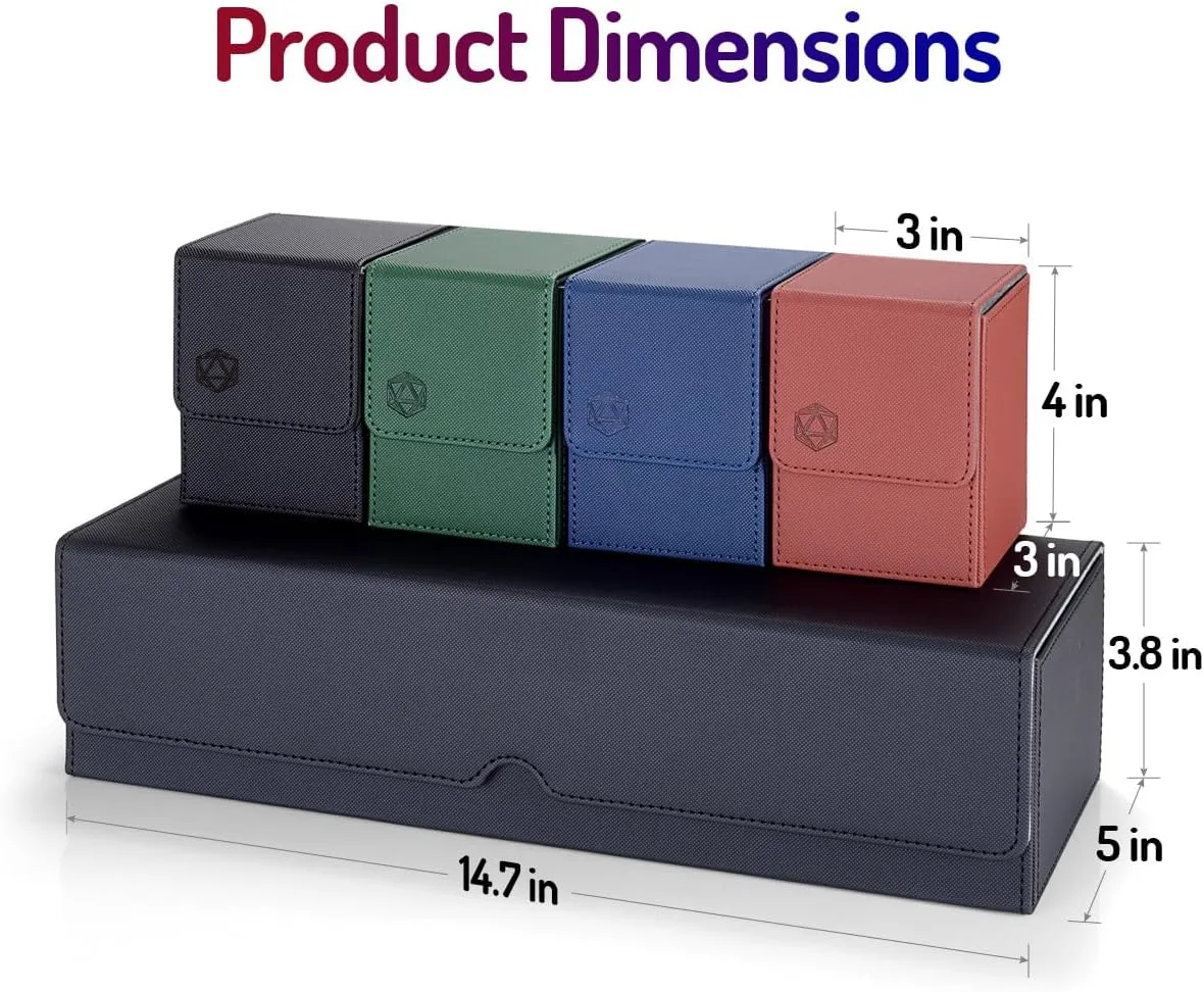 Deck Box compatible with MTG Cards, Trading Card Case with 2 Dividers per Holder, Large Size for 100  Cards (Dice-5-IN-1)