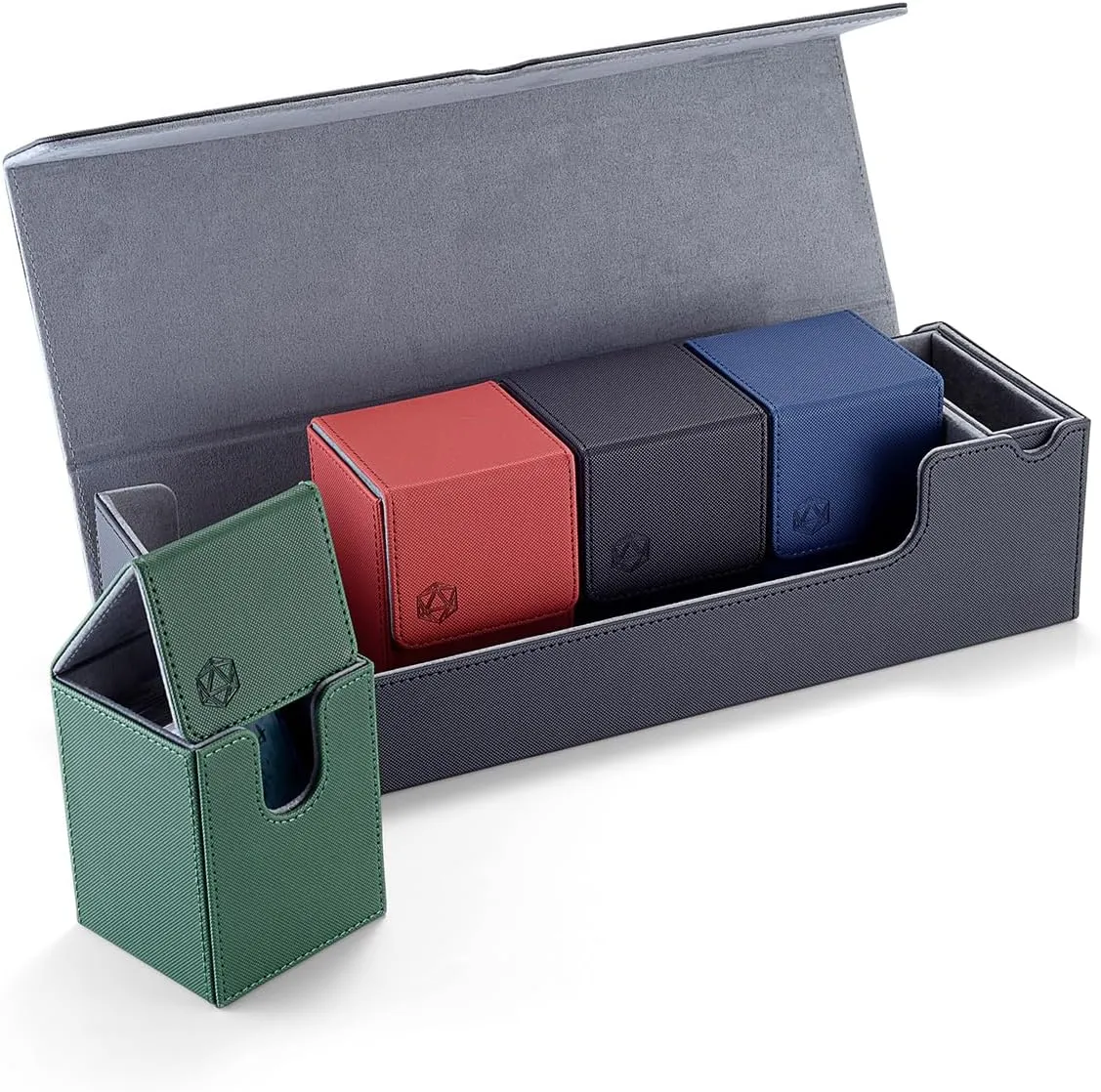 Deck Box compatible with MTG Cards, Trading Card Case with 2 Dividers per Holder, Large Size for 100  Cards (Dice-5-IN-1)