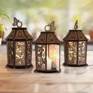 Decorative wooden butterfly lantern laser cut svg file