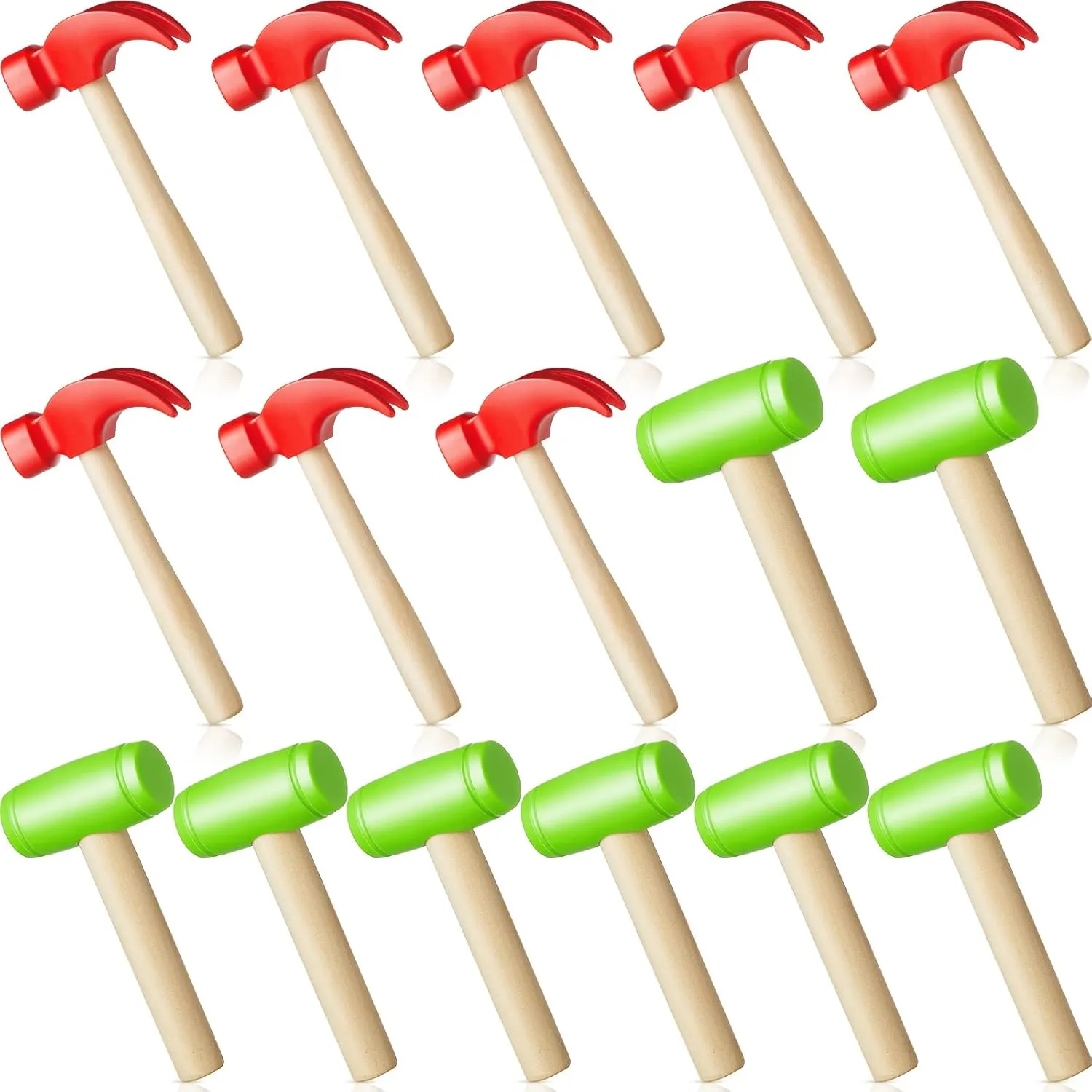 Deekin 8 Pcs Toy Hammer Simulation Small Wooden Plastic Maintenance Tools Hammers Educational Toys for Teens Girls Boys School Birthday Games Party Supplies (2 Style Toy Hammer)