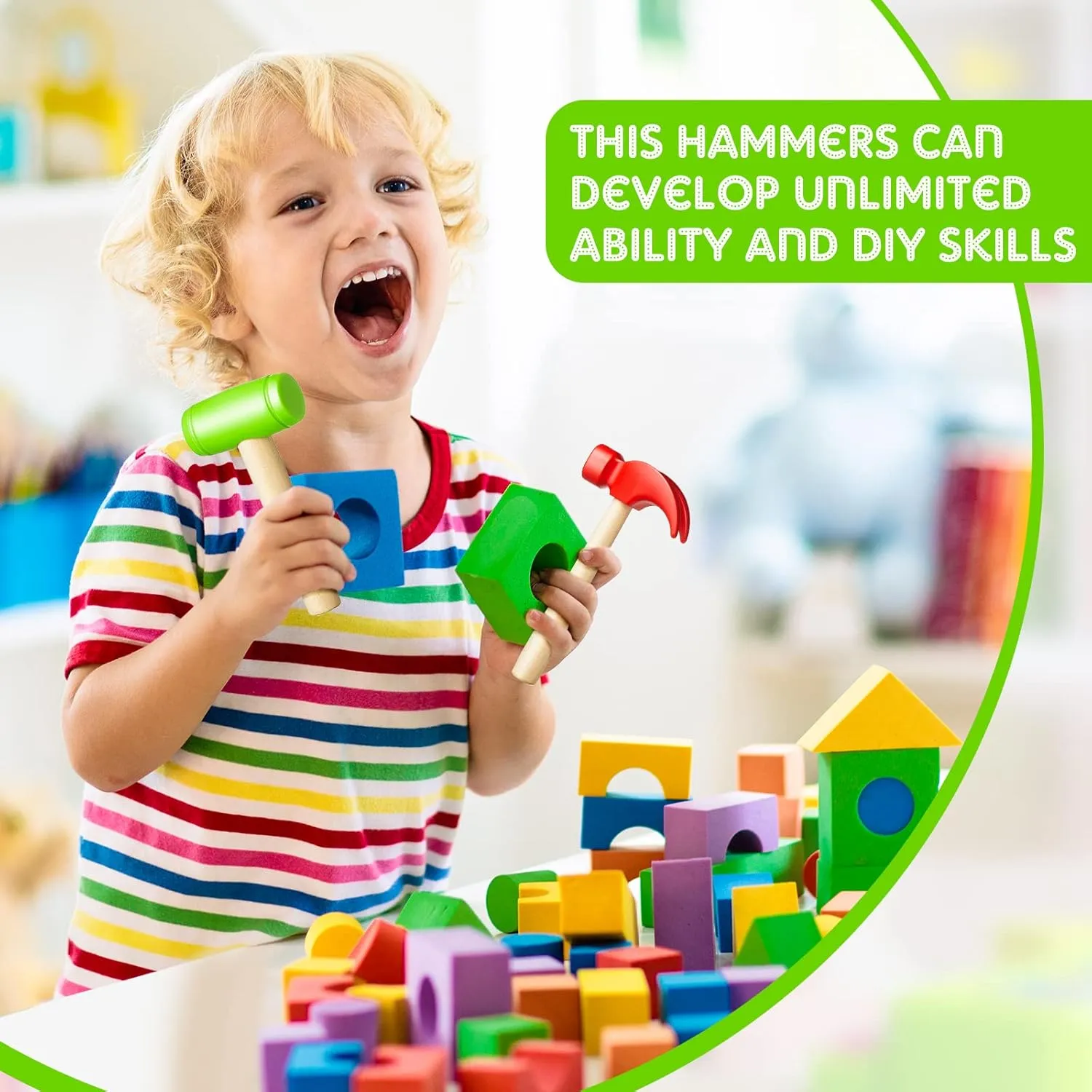 Deekin 8 Pcs Toy Hammer Simulation Small Wooden Plastic Maintenance Tools Hammers Educational Toys for Teens Girls Boys School Birthday Games Party Supplies (2 Style Toy Hammer)