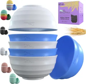 Deep Wheat Straw Bowl 60 OZ - 6 DishwasherSafe Microwavable Bowls For Kitchen - Large Cereal bowls - Alternate to Plastic Salad Bowl - Large Soup Bowl For Eating - PHO Bowls For Ramen Rice Breakfast