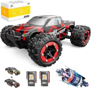 DEERC Brushless RC Cars 300E 60KM/H High Speed Remote Control Car 4WD 1:18 Scale Monster Truck for Kids Adults, All Terrain Off Road Truck with Extra Shell 2 Battery,40  Min Play Car Gifts for Boys