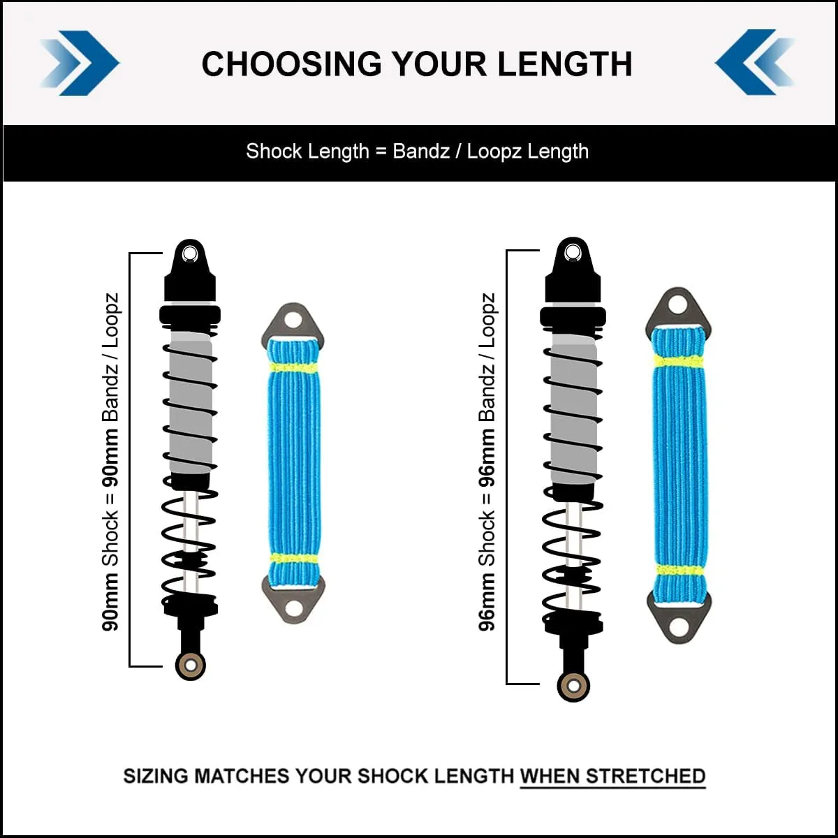 DEEZ LOOPZ: High-Performance Shock Bands for RC Cars & Vehicles, 2-Pack, RC Shock Absorber Bands for Crawlers, Improve Climbing & Control