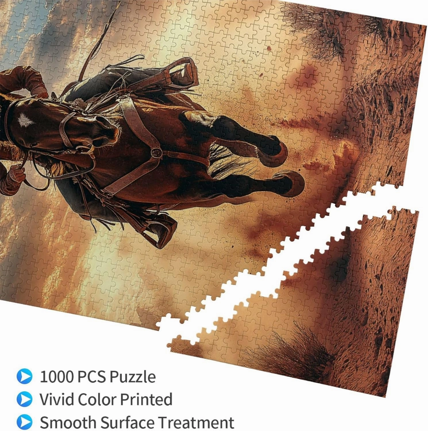 Desert Horseback Riding Man Jigsaw Puzzle 1000 Pcs, Unique Artwork,Wooden Puzzle for Adults,Challenging Brain Exercise, Stress Release,Relaxation,Home Wall Decor,Practical