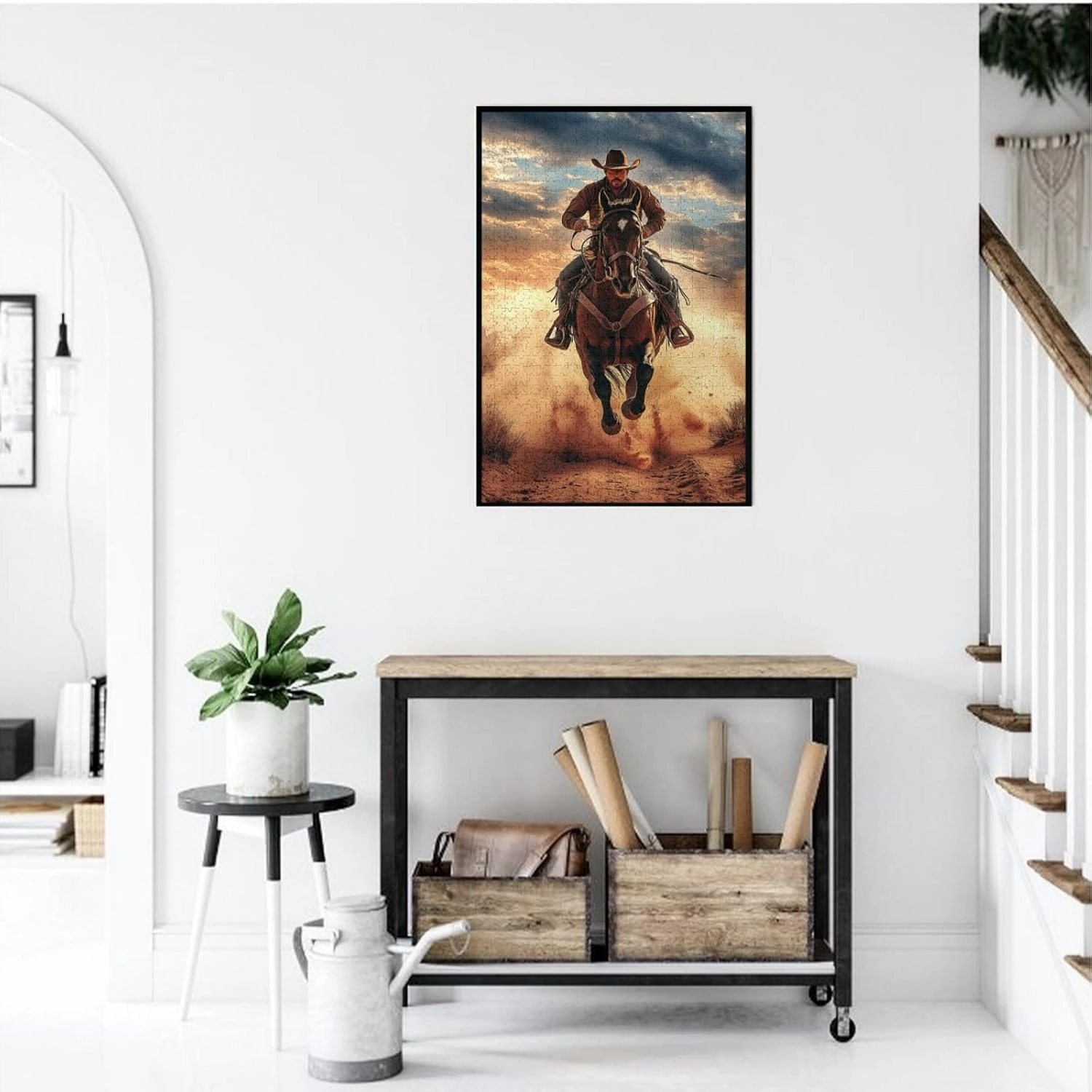 Desert Horseback Riding Man Jigsaw Puzzle 1000 Pcs, Unique Artwork,Wooden Puzzle for Adults,Challenging Brain Exercise, Stress Release,Relaxation,Home Wall Decor,Practical