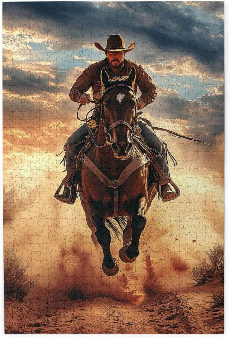 Desert Horseback Riding Man Jigsaw Puzzle 1000 Pcs, Unique Artwork,Wooden Puzzle for Adults,Challenging Brain Exercise, Stress Release,Relaxation,Home Wall Decor,Practical