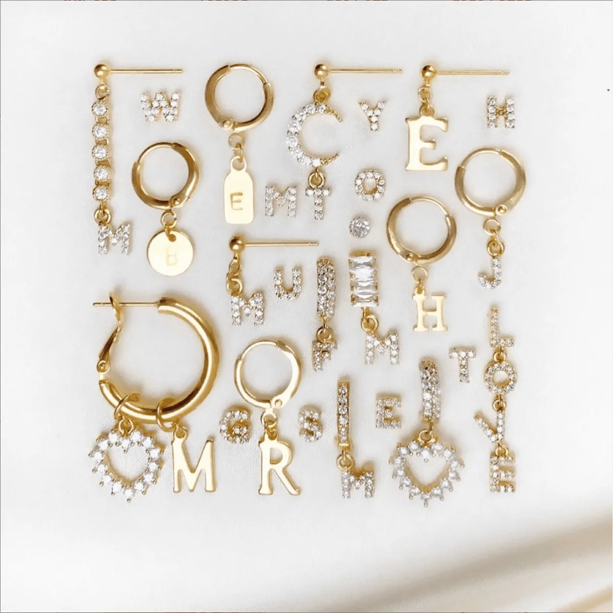 Diamond Initial Hoop
