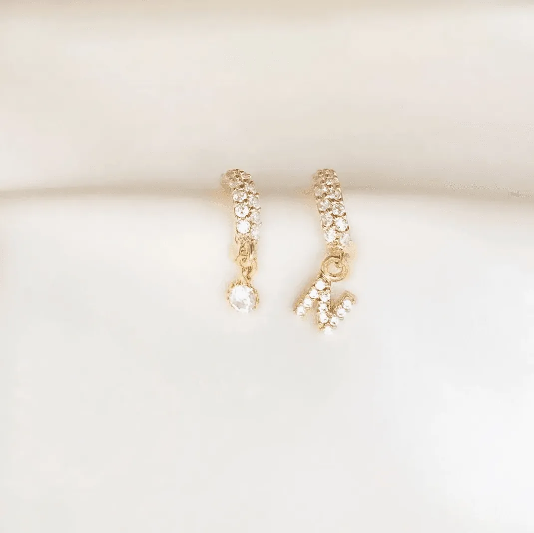 Diamond Initial Hoop