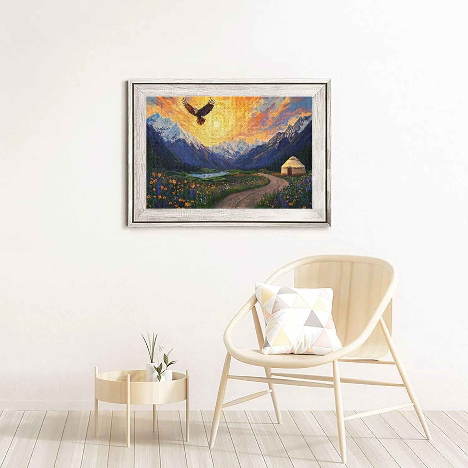Different Sky On The Grassland，1000 Pcs Adult Wooden Jigsaw Puzzles,Colorful Works of Art，Difficult Entertainment Games，Exercising Patience and Hands-On Ability，Enjoy The Process