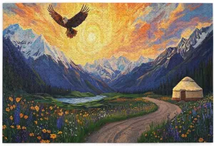 Different Sky On The Grassland，1000 Pcs Adult Wooden Jigsaw Puzzles,Colorful Works of Art，Difficult Entertainment Games，Exercising Patience and Hands-On Ability，Enjoy The Process