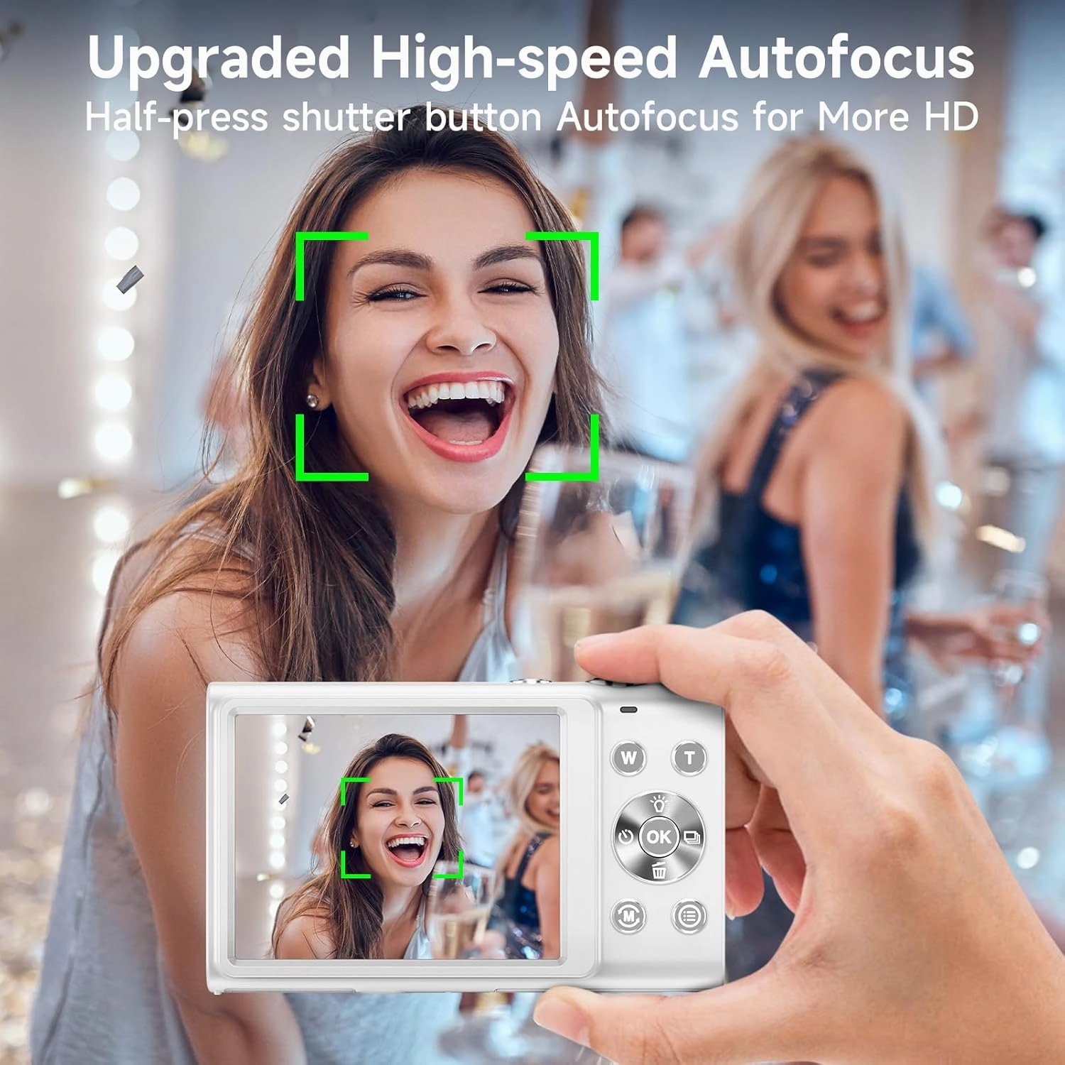 Digital Camera, Autofocus 48MP UHD 4K Vlogging Camera 16X Digital Zoom, Portable Compact Point and Shoot Digital Camera for Teens Adult Beginner with 32GB Card, 2 Batteries, Lanyard(White)