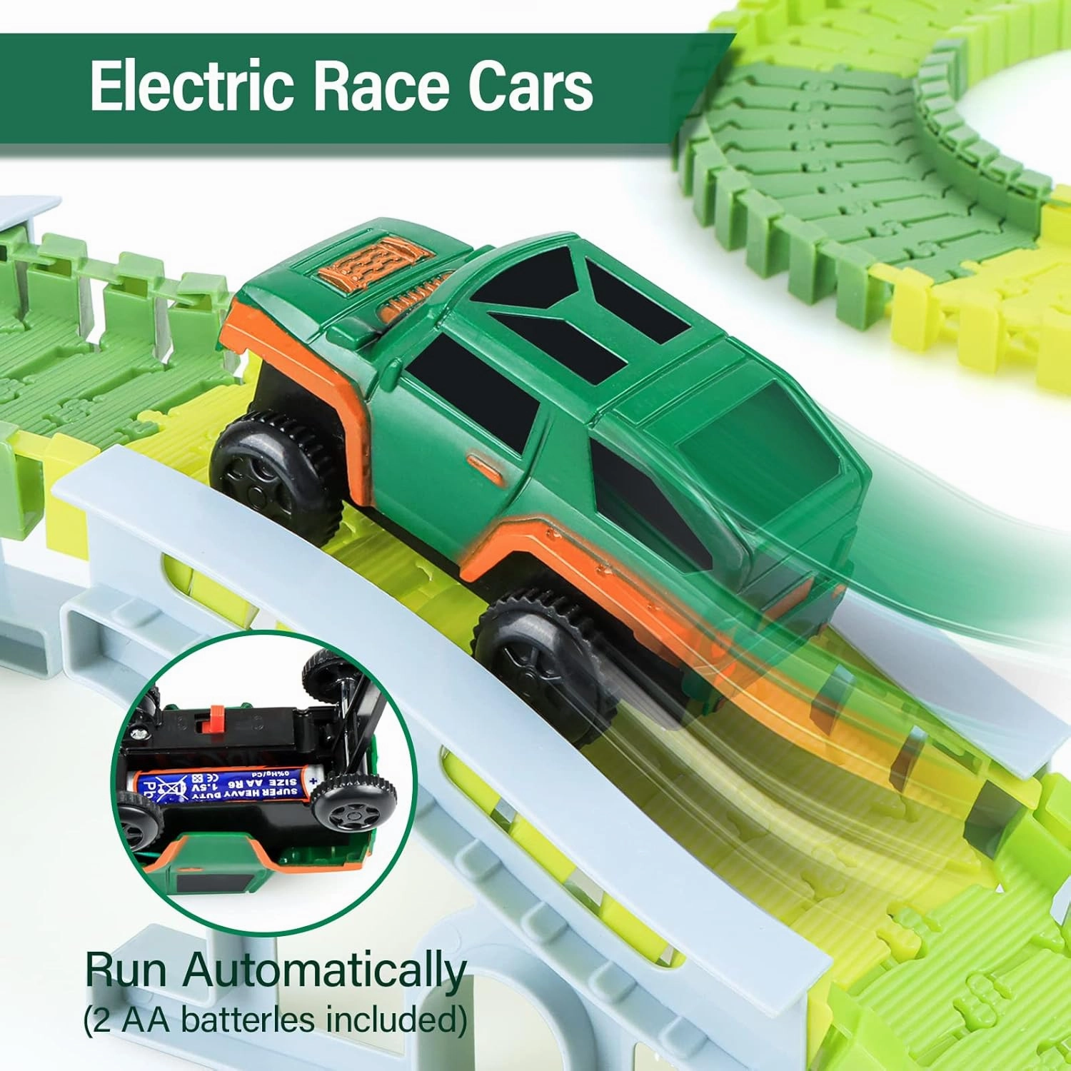 Dinosaur Toys, kizplays 251PCS Dinosaur Race Track Toys, Create A Race Car Track Dino World with Flexible Train Tracks, 6 Dinosaur Figures, 2 Cars & 1 Map, Toys for 3 4 5 6 Year Old Boys Girls Gifts