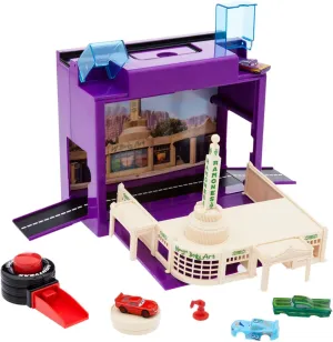 Disney Pixar Car Play Set - Toolbox Case with Lightning McQueen & Ramone Die Cast Cars, Launcher, Body Shop, Turntable, Track & More