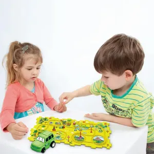 DIY Assembling Electric Trolley, Children's Educational Track Car Set, Puzzle DIY Electric City Construction Train Track Battery-Operated Toy Children's Toy Gift (25PCS, Dinosaur)