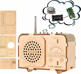 DIY FM Radio Kit for Kids Age 8-12, Build Your Own Wooden FM Radio - STEM Science Kit with 88-108MHz Range, Educational 3D Puzzles for Boys & Girls, Birthday Gifts for Teens (No Soldering)