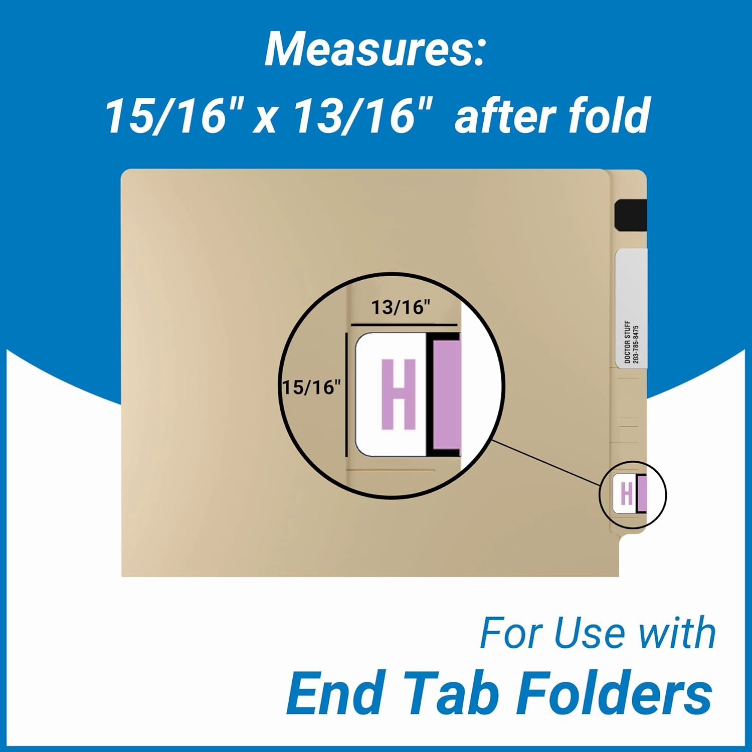 Doctor Stuff - File Folder Labels, Alphabet Letter H, Jeter/TAB 5109 - JXAM Alternate Series Compatible Alpha Stickers, Lilac, 15/16" x 1-5/8", 500/Roll