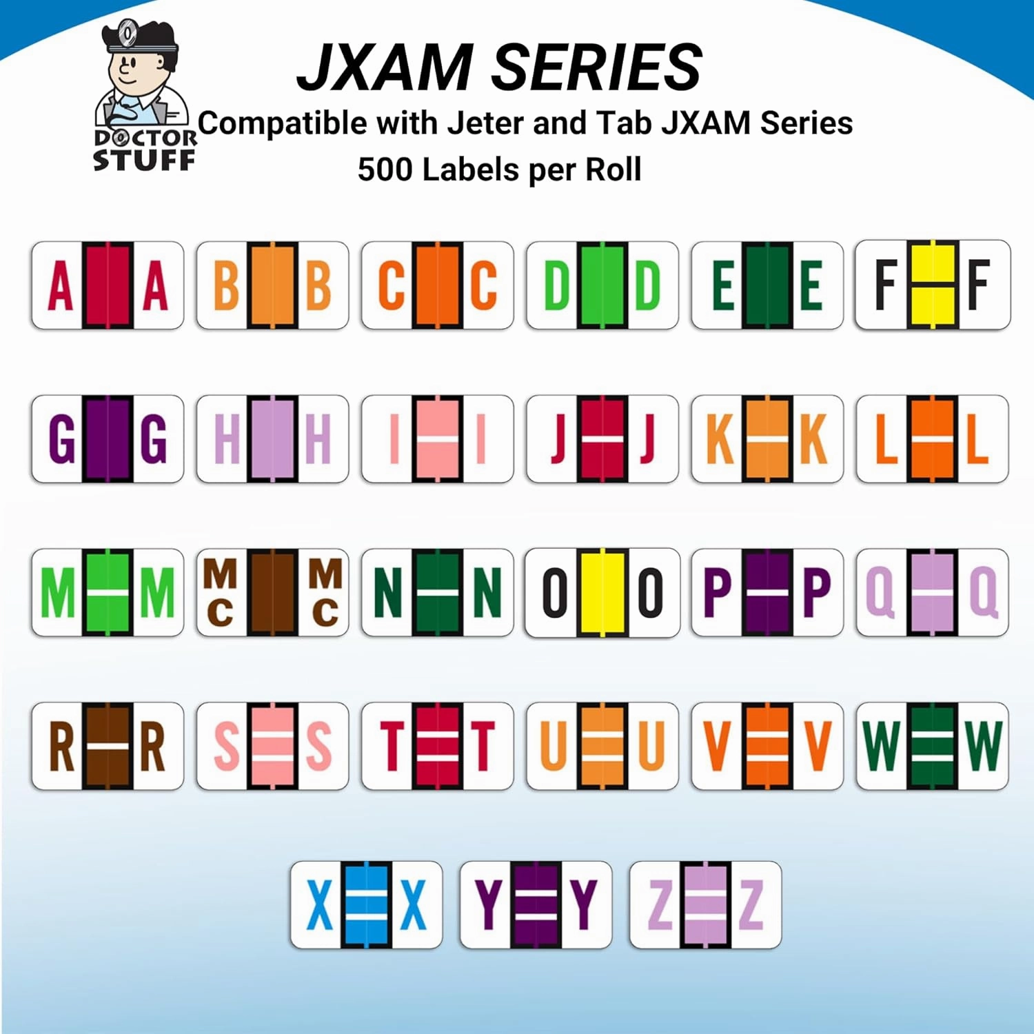 Doctor Stuff - File Folder Labels, Alphabet Letter H, Jeter/TAB 5109 - JXAM Alternate Series Compatible Alpha Stickers, Lilac, 15/16" x 1-5/8", 500/Roll